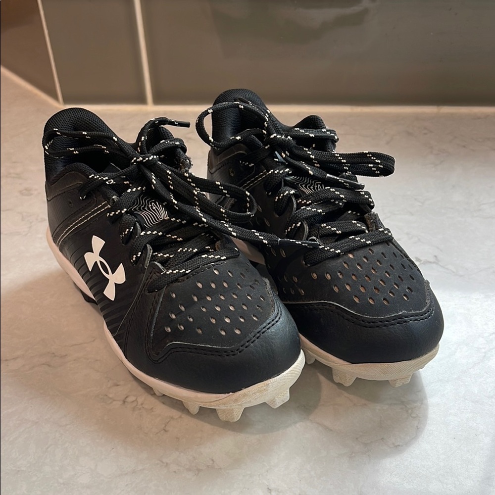 Under Armour Kids Black and White Cleat Sneakers